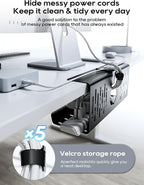 NODOCA No Drill Under Desk Cable Management Tray, 14'' Wire Management, Punch-Free Clamp on, Metal Cable Tray, Wire Organizer