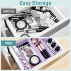 WOWBOX 25 PCS Plastic Drawer Organizer Set, 4 Sizes Desk Drawer Divider Organizers and Storage Bins for Makeup, Jewelry, Gadg