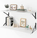 Deep Floating Shelves Wall Mounted, 30"x12" White Wall Shelves with Brackets Set of 2 for Bedroom, Living Room, Bathroom, Kit