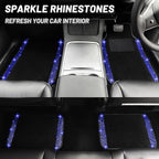 NBTEPEM Bling Car Floor Mats Full Set and Steering Wheel Cover, Universal Fit Most Cars, 4 pcs Sparkle Glitter Diamond Carpet, 5 pcs Bling Car Accessories Set for Women (Blue Diamond)