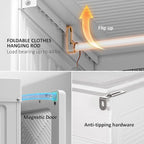 HOMCOM Portable Wardrobe Closet, Folding Clothes Storage Organizer with 6 Cube Compartments, Hanging Rod, 8 Magnet Doors, Whi