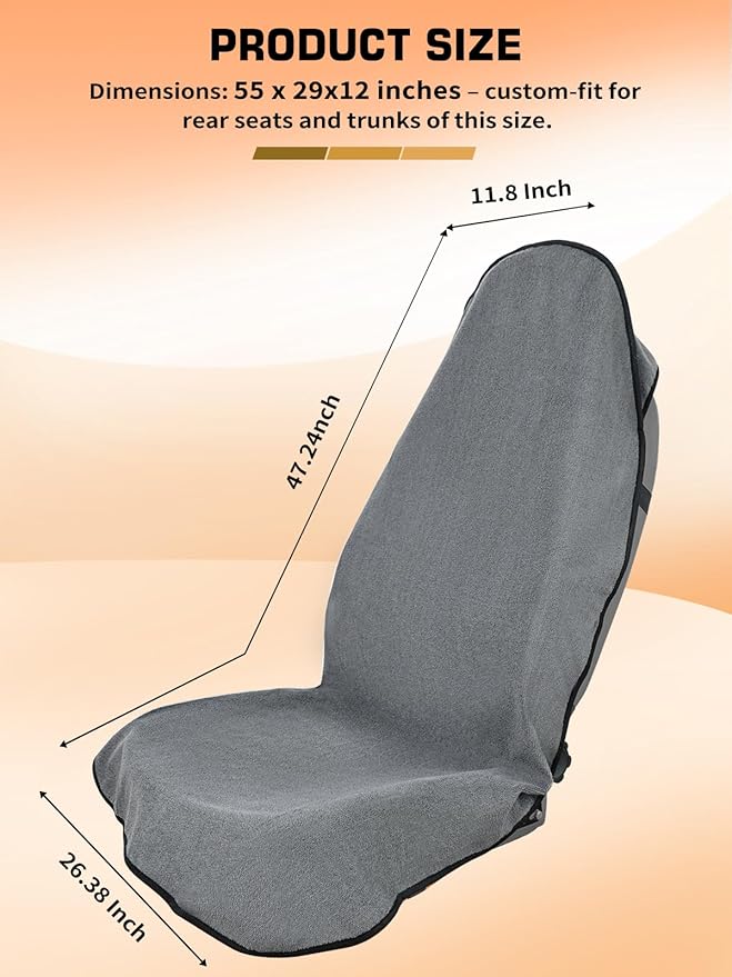 Universal Car Seat Cover Towel, Waterproof Washable Sweat Protection for Front Bucket Seats, Non-Slip Fit, Fits Cars SUVs Tru