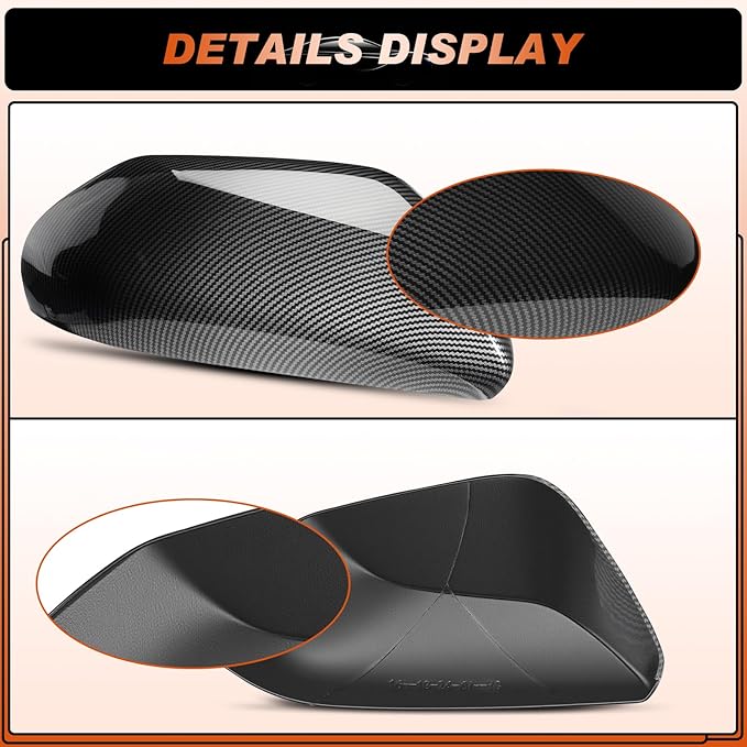 ACLONG Mirror Cover Caps Compatible with Toyota Camry 2018 2019 2020 2021 2022 2023 2024 2025 Carbon Fiber Side Mirror Cap Replacement Trim-Driver & Passenger Side-2 PCS