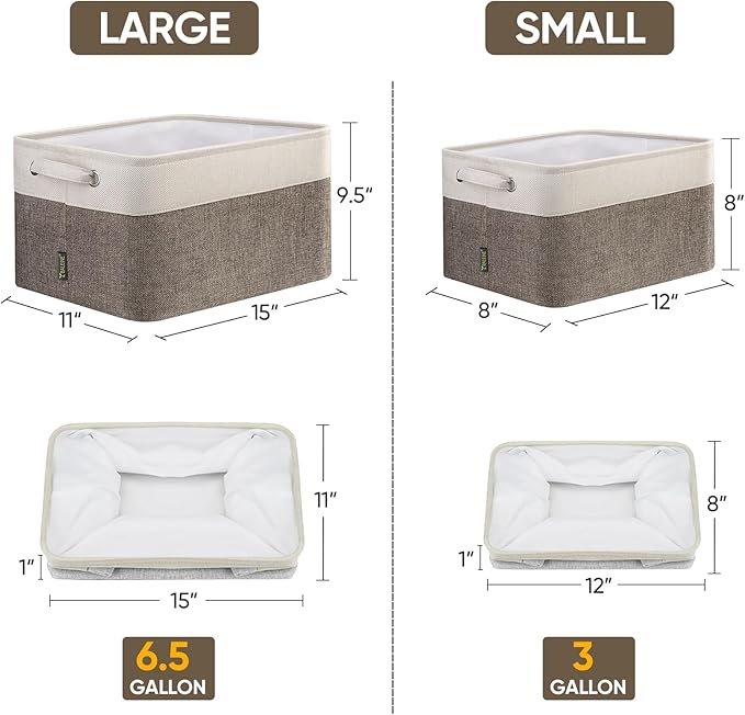 BALEINE 2 Pack Fabric Closet Storage Bins for Shelves, Linen Closet Organizers and Storage, Decorative Baskets for Organizing