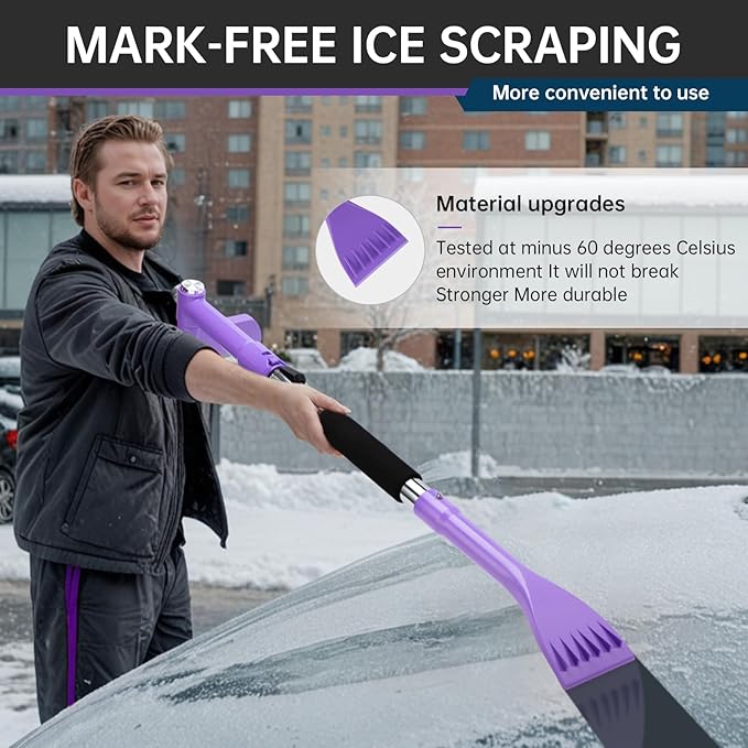REALYOU 49.2" Snow Brush & Ice Scraper for Car Windshield, Upgraded Extendable Snow Brush with 360° Pivoting Brush Head and Foam Grip for Car Auto Truck SUV