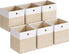 SONGMICS Storage Cubes, Set of 6 Foldable Fabric Storage Boxes, Cube Organizer Boxes with Handles, for Closet Shelves, Odorle