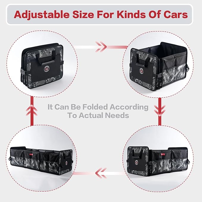 LIBZAKI Car Trunk Organizer,3 Compartments Big Trunk Storage, Large Capacity, Foldable, 95L Heavy Duty Storage Box for Car,