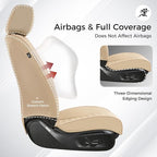 Huidasource Beige Front Seat Covers, Leather Car Seat Covers Front Seats, Driver Seat Cover Waterproof, Airbag Compatible, Un