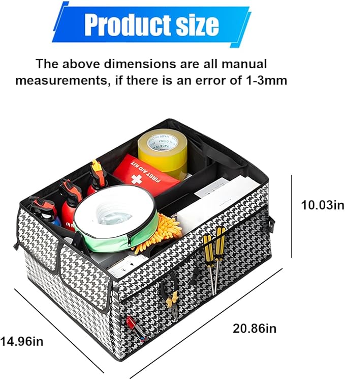 Car Trunk Organizer, Waterproof 600D Oxford Cloth Backseat Car Organizer, Large-capacity Collapsible Multi Compartment