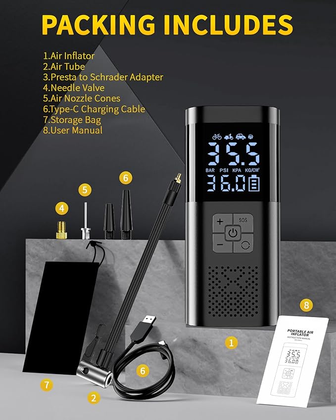 Jump Starter with Air Compressor, Jump Box Car Battery, Portable Jump Starter with LCD Display, Smart Jumper Cables, LED Light
