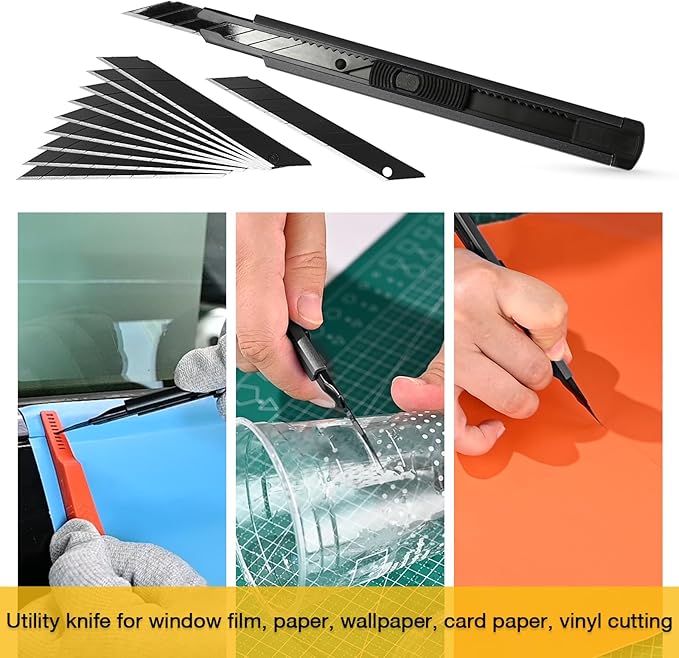 Gomake Vinyl Wrap Tool Set Window Tint Kit,Window Tint Tools Small Rubber Squeegee, Car Window Tint Application Kit,Vinyl Wrap Tools Felt Squeegee for Car Wrapping,Window Cleaning