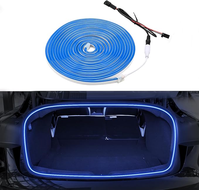 Trunk LED Light Strip for Tesla Model 3 Highland 23-25 Rear Trunk Cargo Light Interior Decoration Lights for Tesla Model 3 Refresh Easy Installation Trunk Accessories Ambient Lights (Blue)