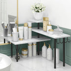 Homode Bathroom Counter Corner Shelf, 3 Tier Kitchen Countertop Organizer for Over The Sink, Make Up, Dresser Table, White Ma