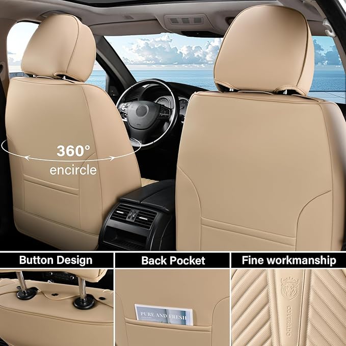 Coverado Seat Covers, Front Car Seat Covers, Waterproof Seat Covers, Car Seat Covers Front Seats, Leather Seat Covers for Car
