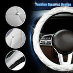 SuperKaKa Steering Wheel Cover, Auto Cute PU Diamond Bling Breathable Soft Comfort Leather Car Interior Accessories Sparkly F