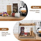 QUALLON Coffee Bar Accessories and Organizer, Coffee Station Organizer 2 Tier Bathroom Counter Organizer, Wood Coffee Tray, B