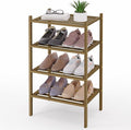Smiry Small Bamboo Shoe Rack 4-Tier, Stackable Wooden Shoe Organizer for Entryway & Closet, Free Standing Wood Shoe Storage S