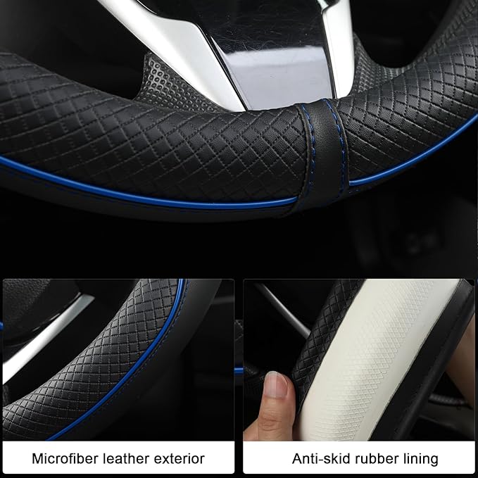West Llama Microfiber Leather Car Steering Wheel Cover for Chevy Silverado,Tahoe,Equinox,Traverse,Trailblazer,Colorado (Black