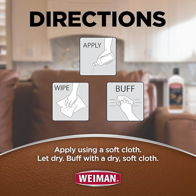 Weiman 3 in 1 Deep Leather Conditioner Cream (Microfiber Cloth) - Restores Leather Surfaces - Use on Leather Furniture, Car S