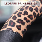 Leopard Steering Wheel Cover Leather 14.5-15 Inch, Bling Rhinestones, Anti-Slip Design, Universal Fit for Cars, SUVs, Cute De