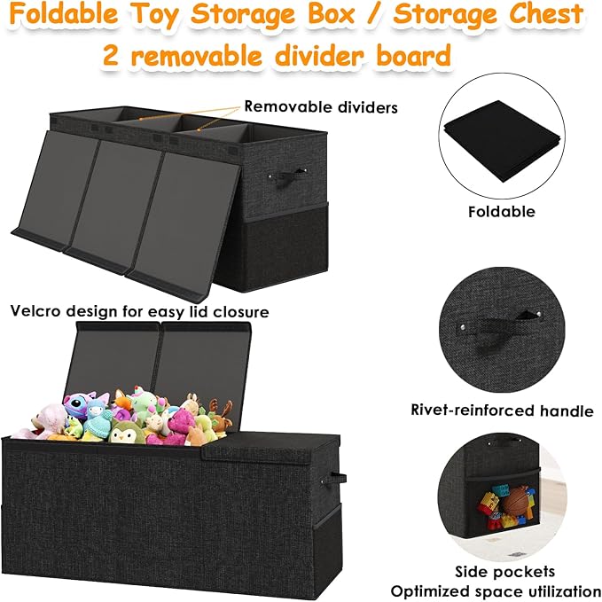 Extra Large Toy Box Chest with Lid, Kids Toy Storage Organizer for Boys Girls, Big Toy Bin Basket Extra Large Toy Storage Box