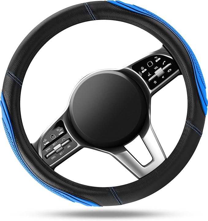 Road Comforts Car Steering Wheel Cover - Microfiber Leather Steering Wheel Wrap Sports 14.5-15 Inch Steering Wheel Cover Non-