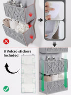 Macrame Over the Door Organizer Boho Decor Nursery Storage, Leaf Weaving Closet Storage, 4 Hanging Pockets, Behind Door for B