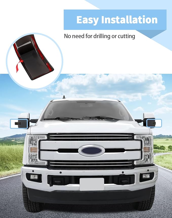Voodonala Rearview Mirror Turn Signal Cover Compatible with Ford F250/F350/F450/F550 2017-2023, Smoke Black Side Mirror Marker Running Trim