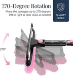 Best Choice Products 4 in 1 Snow Brush with Shovel, Squeegee & Ice Scraper, Up to 39" Extendable Foam Grip, 270° Pivoting Snow Brush for Car Truck SUV, Storage Bag Included - Pink