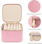 VLANDO Travel Jewelry Box Organizer – Portable PU Leather Jewelry Case with 6/8/12 Zippered Pouches, Compact Storage for Earr
