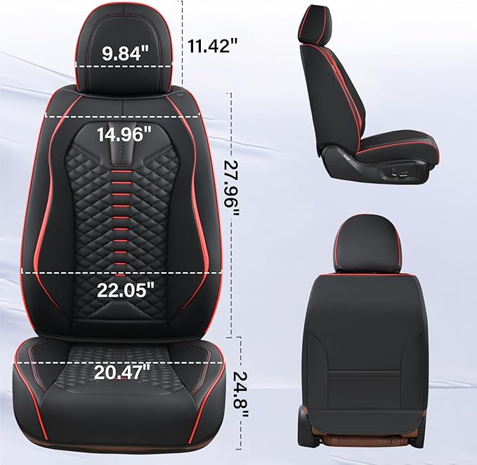 Coverado Seat Covers Full Set, Waterproof Nappa Leather Seat Covers for Cars, 5 Seats Universal Car Seat Protectors, Black Ca