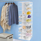 coastal rose Hanging Shoe Closet Organizer, 30 Sections Hanging Closet Organizers and Storage Shelves with 6 Mesh Pockets, Sp