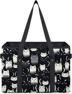 Reusable Grocery Bags Heavy Duty Shopping Bags Foldable Large Tote Bags with Long Handles & Hard Bottom