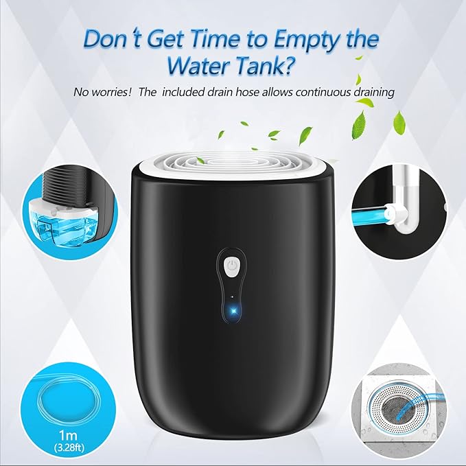 Dehumidifiers for Home 27oz(800ml) Small Auto Shut off Dehumidifiers with Drain Hose,Portable Ultra Quiet Mini Dehumidifier