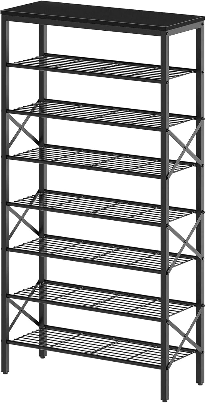 YATINEY 8 Tier Shoe Rack, Large Capacity Shoe Storage Organizer Holds 32 Pairs, Sturdy and Stable, for Entryway, Hallway, Clo