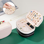 ProCase Travel Size Jewelry Box, Medium Portable Seashell-Shaped Jewelry Case, 2 Layer Mini Jewelry Organizer in PU Leather f