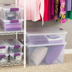 Sterilite 66 Qt ClearView Latch Storage Box, Stackable Bin with Latching Lid, Organize Clothes, Blankets, Items in Closet, Cl
