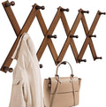 Homode Accordion Wall Hanger, Hat Rack for Wall, Wood Expandable Coat Rack, Vintage Accordian Peg Hooks Purse Organizer for H