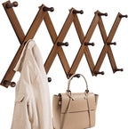 Homode Accordion Wall Hanger, Hat Rack for Wall, Wood Expandable Coat Rack, Vintage Accordian Peg Hooks Purse Organizer for H
