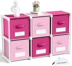 Geelin 6 Pink Cube Storage Organizer with Fabric Bins and Labels, 11 Inch Collapsible Toy Organizer Shelf Storage Bins Dresse