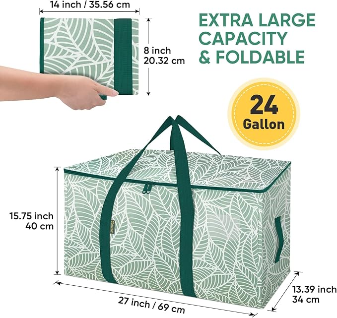BALEINE 8-Pack Oversized Moving Bags with Reinforced Handles, Heavy-Duty Storage Tote for Clothes, Moving Supplies (Antique F
