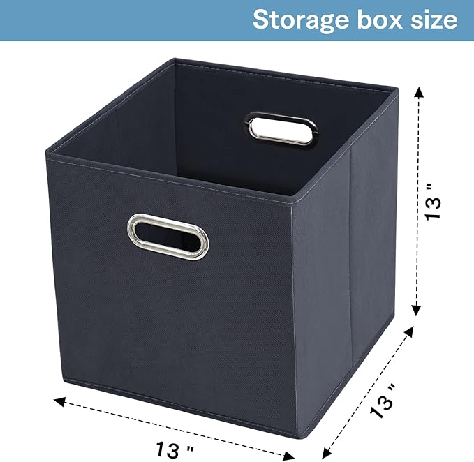 Black Fabric Cubby Storage Bins,13x13x13 Inches ,Cube Organizer Bin Foldable Storage Boxes with Dual Handles Fabric Organizer