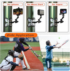 Magnetic Phone Fence Mount for iPhone, PostMount for Mevo Start, GoPro with Two 1/4" Mount Points Flexible Hinge Camera Magnet Holder for Recording Baseball,Softball and Tennis Game