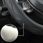 West Llama Customized Auto Car Steering Wheel Cover with 3D Texture for Dodge RAM 1500 2500 3500, 15.5-16 inch (Black+Blue-La