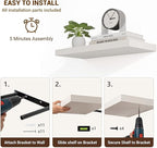 16 Inch Floating Shelves, 16"x9.25"x1.5" Inch Deep Floating Shelves for Wall, Wooden Shelves for Bathroom, Bedroom, Living Ro