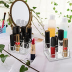 Foraineam 6 Pack Lipstick Holder Organizer, 9 Spaces Clear Lip Stick Storage Stand Container, Small Cosmetic Beauty Makeup Di