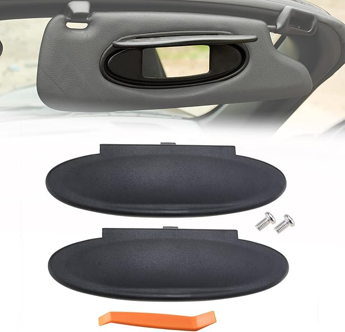 Replacement Sun Visor Vanity Mirror Covers Driver or Passenger Side Visor Mirror Lid for Porsche 996/997-911 986/987 for Boxster for Cayman 1996-2010 2Pcs Black