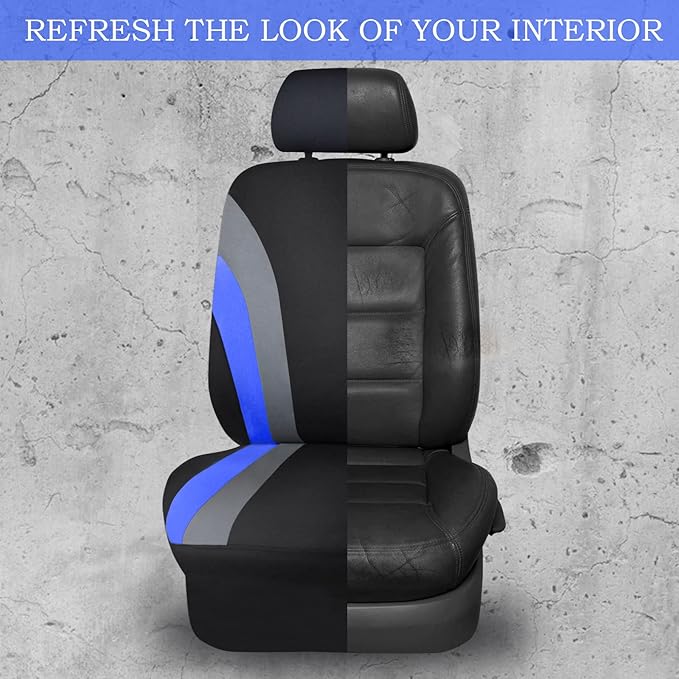 CAR PASS Line Rider Sporty Cloth 11PCS Universal Fit Car Seat Cover -100% Breathable with 5mm Composite Sponge Inside,Airbag 