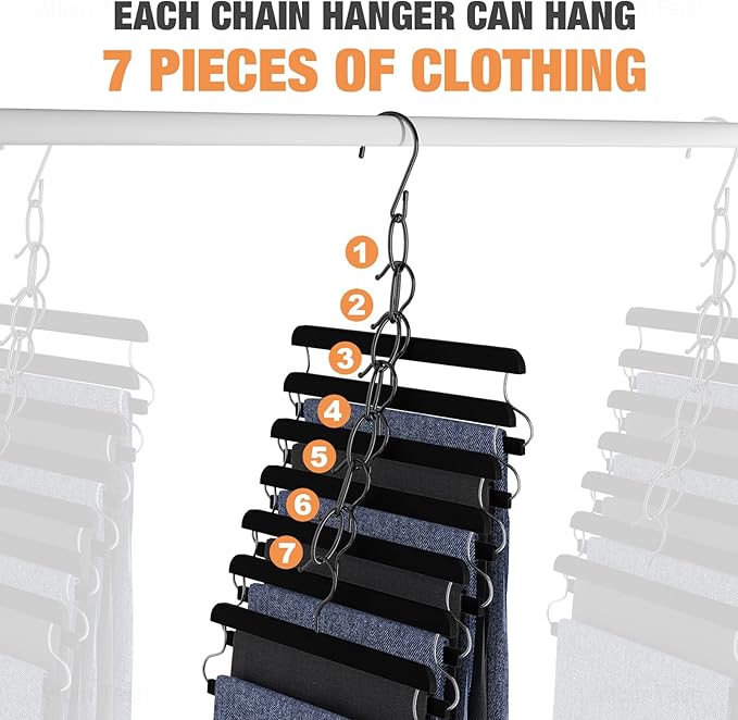 NiHome Clothing Chain Hangers 10-Pack for Home, Office & Travel, Metal Closet Organizer Space Saving Hangers with Safety Cap 