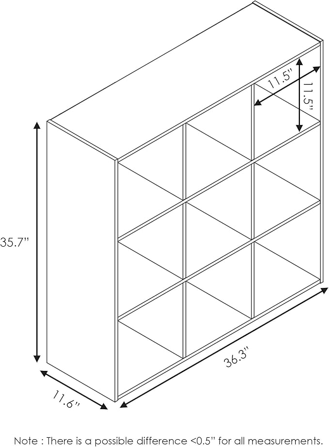 Furinno Pelli Cubic Storage Cabinet, 3x3, Espresso